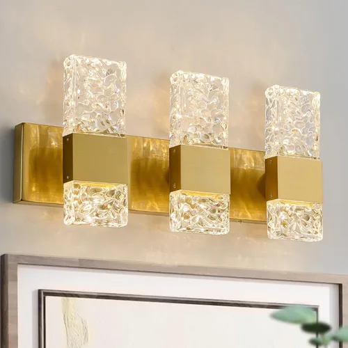Vista 13 de Moderna lámpara LED para tocador de baño, acero inoxidable cromado, 3 lámparas de pared para iluminación de baño, Fuxture sobre espejo, 21.5
