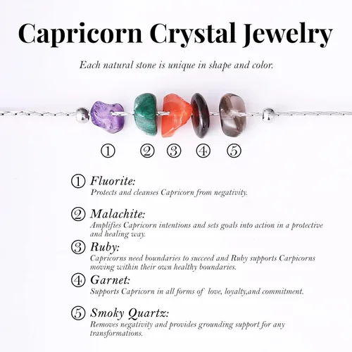 Vista 5 de MJartoria Gargantilla y pulsera de piedra natural con signo del zodiaco para mujer, collar de cristales, pulsera de horóscopo, piedras preciosas