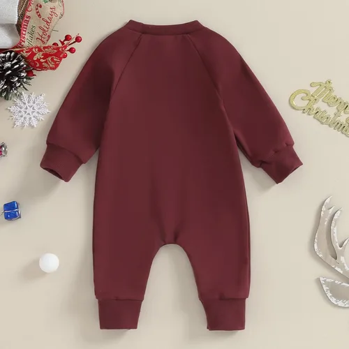 Vista 5 de Sasaerucure Traje de Navidad para bebé recién nacido, ropa de una pieza, manga larga, mameluco, pantalones
