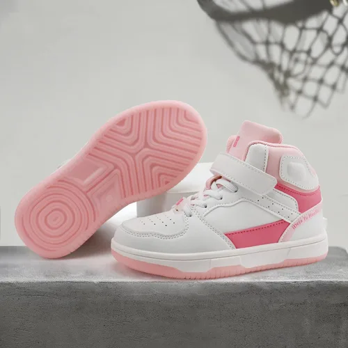 Vista 3 de brooman Zapatos de baloncesto para niños, tenis de caña alta para niñas, zapatos de escuela, zapatos deportivos para correr
