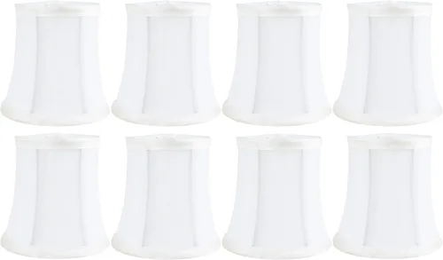 Vista 24 de Pantalla de lámpara de araña de seda sintética azul individual – forma de campana suave, ajuste de clip para bombillas de candelabro, 3.5 x 4.5 x
