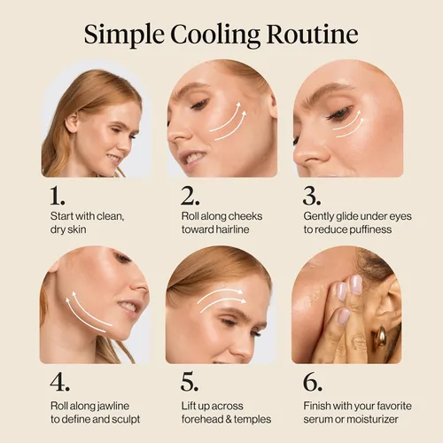 Vista 7 de Kitsch Mini rodillo facial y rodillo facial de hielo para el cuidado de la piel, rodillos faciales de acero inoxidable para reducir la hinchazón