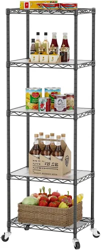 Vista 16 de SINGAYE Estantería de alambre para armario: unidad de metal ajustable para organización de lavandería, baño, cocina, hogar, almacenamiento