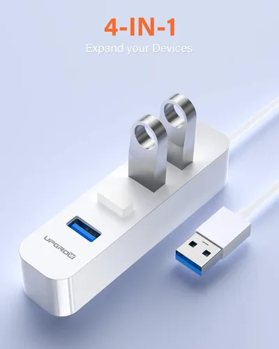 Vista 5 de Upgrow Hub USB 3.0 de 4 puertos USB con divisor USB de 5 Gbps para laptop MacBook, Mac Pro, Mac mini, iMac, Surface Pro, XPS, PC, unidad flash