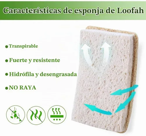 Vista 4 de Esponjas para platos de lufa para cocina, esponjas naturales orgánicas para platos, ecológicas no rayadas, biodegradables para limpieza, 6