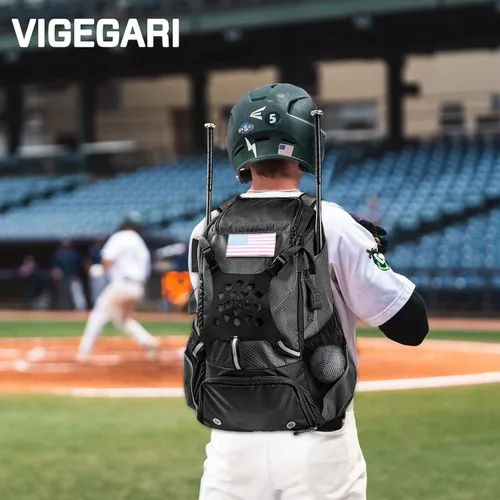 Vista 6 de Mochila de béisbol para jóvenes, niños, adultos, bolsa de equipo de bate y sóftbol con soporte para guantes, casco, compartimento para zapatos
