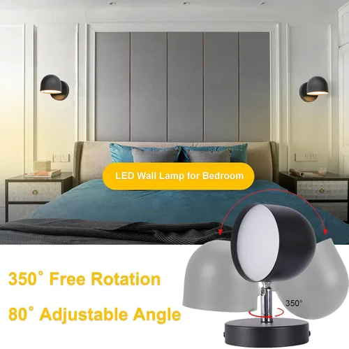 Vista 3 de Kawell Apliques de pared LED sensibles al tacto, atenuación continua, lámpara de pared LED de rotación de 350°, lámpara de pared LED de lectura
