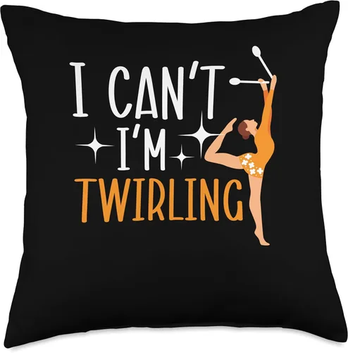 Vista 4 de I Can't I'm Twirling Baton Twirler Baton Twirling Throw Pillow