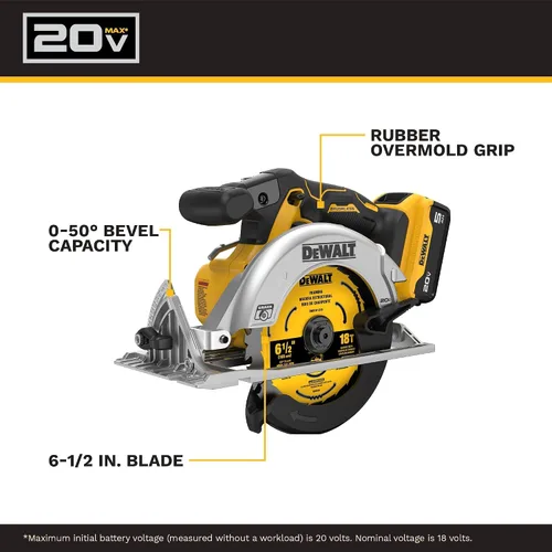 Vista 3 de DEWALT DCS391P1 Kit de sierra circular con batería de iones de litio 20V MAX