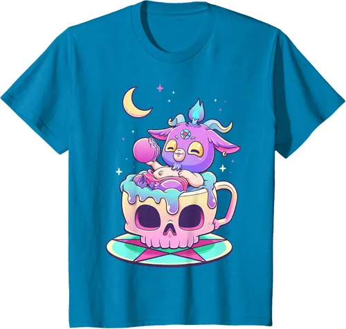 Vista 89 de Kawaii Pastel Goth Cute espeluznante Pentáculo Baphomet - Camiseta de cabra, Negro