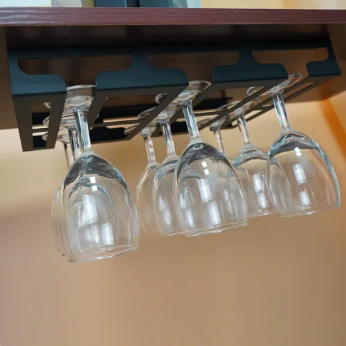 Vista 7 de Soporte para copas de vino – Perchas debajo del estante del gabinete, soporte para copas de vino, soporte de almacenamiento de vasos, organizador