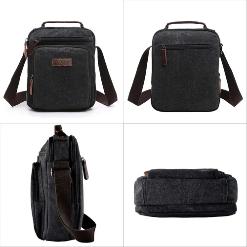 Vista 4 de AMJ Bolso bandolera para hombre bolso cruzado de lona bolso vintage para viajes trabajo negocios