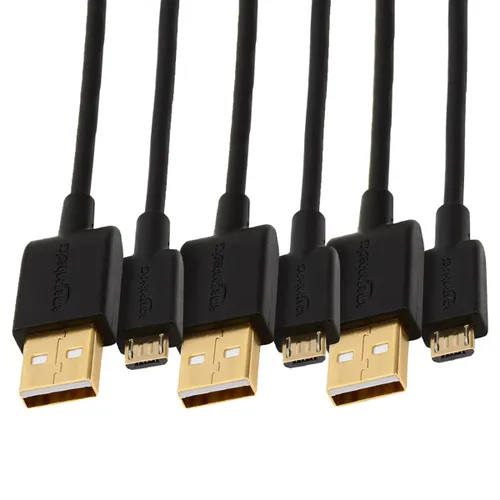 Vista 9 de Amazon Basics, Cable de carga USB-A a micro USB, velocidad de transferencia de 480 Mbps con conectores chapados en oro, USB 2.0, 3 pies, color negro