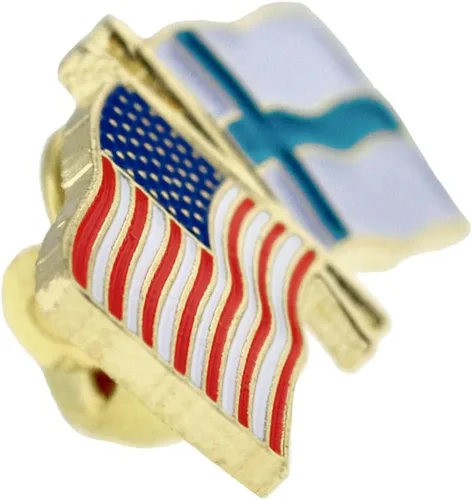 Vista 68 de PinMart Pin de solapa esmaltado con bandera de la amistad cruzada de Estados Unidos y el mundo