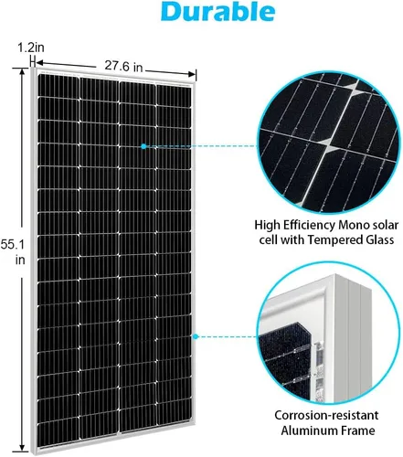 Vista 4 de SUNGOLDPOWER Panel solar 200W 24V Panel solar monocristalino 200 vatios módulo solar grado A célula solar, negro, SG200WM24