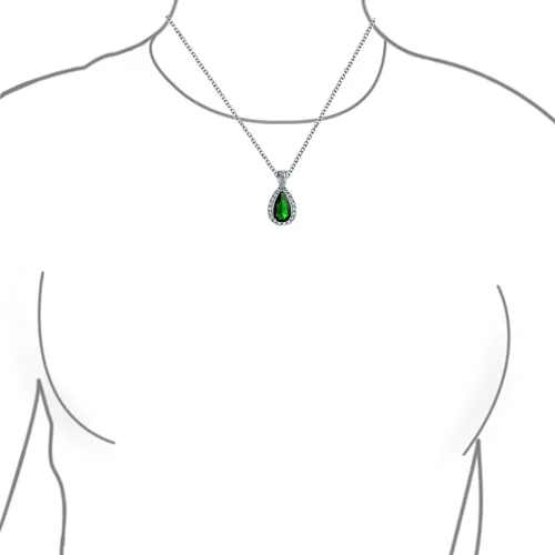 Vista 4 de Joyería clásica nupcial con forma de pera grande de 24 x 15 pulgadas, halo de lágrima solitaria AAA, 15 quilates de circonita cúbica, collar