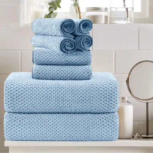 Vista 17 de Juego de 8 toallas de baño grandes negras para la familia, 2 toallas de baño de gran tamaño, 2 toallas de mano, 4 toallas pequeñas, 600GSM, suaves