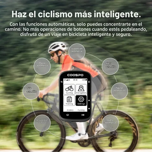 Vista 8 de COOSPO CS500 Computadora de Bicicleta Inalámbrica, GPS de Ciclismo de 6.6 cm LCD con Navegación de Ruta, Velocímetro de Bicicleta Bluetooth 5.0 ANT