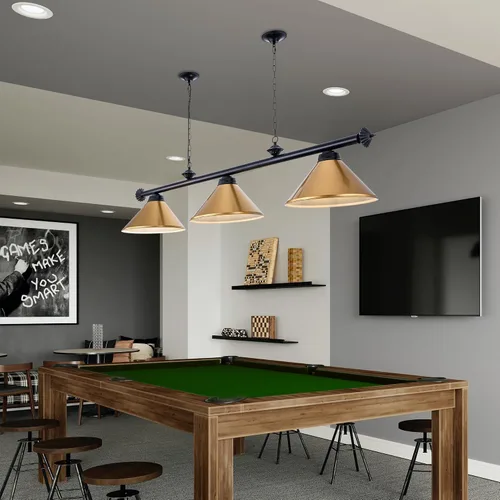 Vista 5 de Wellmet Luz de mesa de billar de 3 luces, iluminación de billar para mesa Dorado