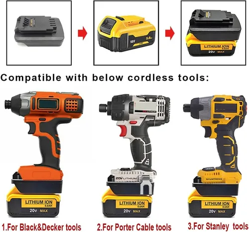 Vista 7 de Convertidor adaptador para Dewalt a Porter Cable/Black+Decker 20V