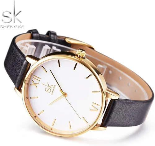 Vista 3 de SK - Reloj de pulsera para mujer, correa de piel, de cuarzo, reloj de lujo japonés de cuarzo.