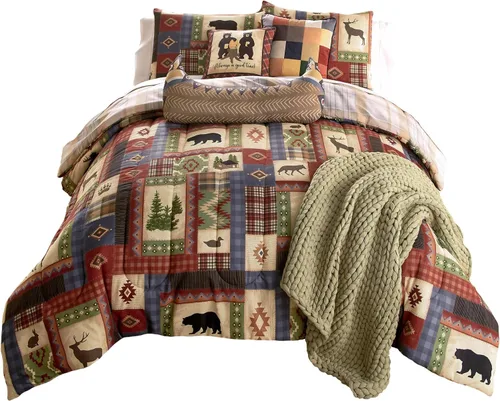 Vista 2 de Donna Sharp Juego de ropa de cama Queen – 3 piezas – Juego de edredón Forest Grove Lodge con edredón Queen y dos fundas de almohada estándar