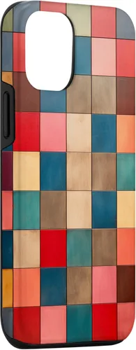 Vista 3 de Funda protectora con diseño a cuadros multicolor radiante para iPhone 14