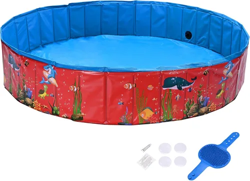 Vista 8 de Yescom - Piscina plegable para perros, piscina dura para niños, bañera refrescante para mascotas
