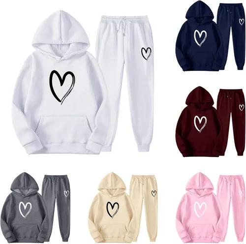 Vista 3 de Conjunto de 2 piezas para mujer, sudaderas de gran tamaño de manga larga con capucha y bolsillos