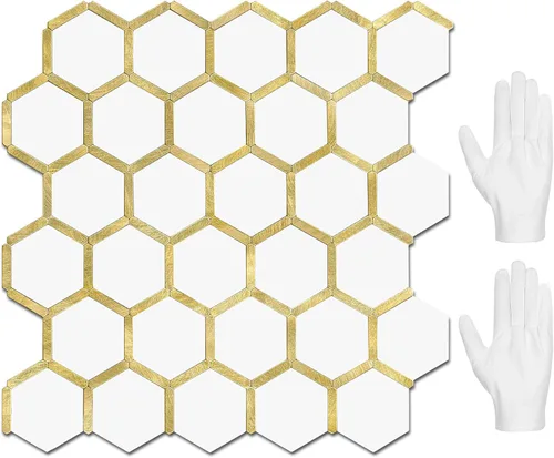 Vista 12 de STICKGOO Azulejo Hexagonal de Despegar y Pegar para Salpicadero, Azulejo Adhesivo para Salpicadero de Cocina y Baño, Aspecto de Mármol Beige PVC