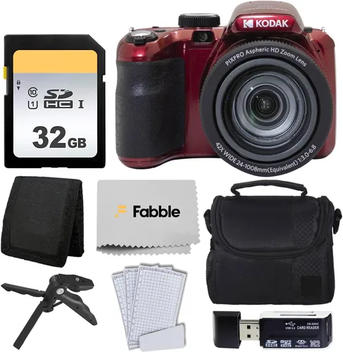 Vista 8 de Kodak PIXPRO AZ425 - Paquete de cámara digital con tarjeta de memoria de 64 GB + funda para cámara (negro) + lector de tarjetas USB + trípode