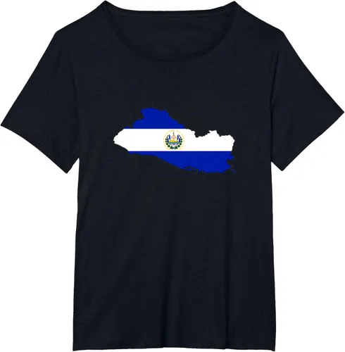 Vista 21 de Camiseta de El Salvador Country Outline on Flag