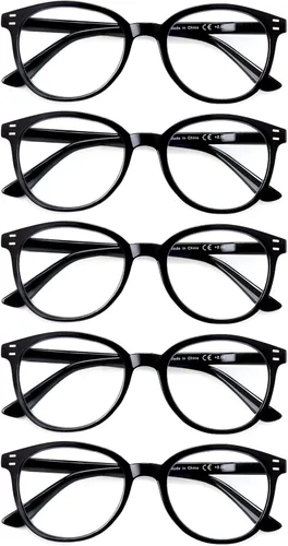 Vista 8 de COJWIS Gafas de lectura con bloqueo de luz azul, paquete de 5 unidades, bisagra de resorte, para hombres y mujeres, anteojos con filtro 143-1 5C