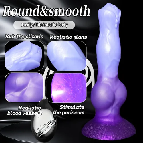 Vista 3 de Squirting Monster Dog Silicone Dildo with Suction Cup (Blue)