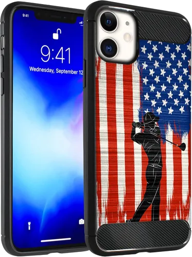 Vista 7 de CasesOnDeck - Funda compatible con Apple iPhone 11 / iPhone XI (2019) de 6.1 pulgadas, funda delgada de fibra de carbono TPU para acentuar arañazos