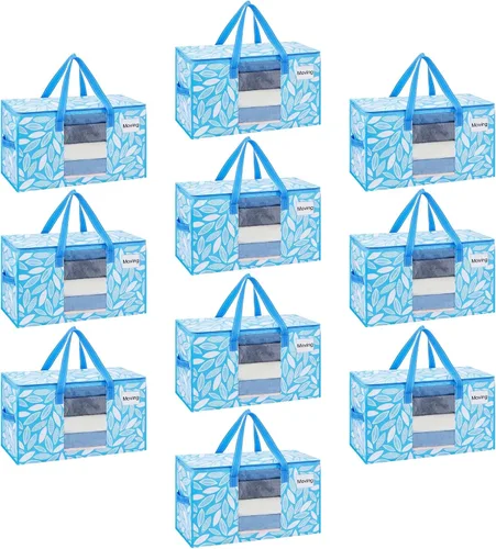 Vista 34 de VENO Paquete de 4 bolsas de mudanza resistentes, bolsas de almacenamiento de ropa y edredón con ventana transparente, suministros de embalaje