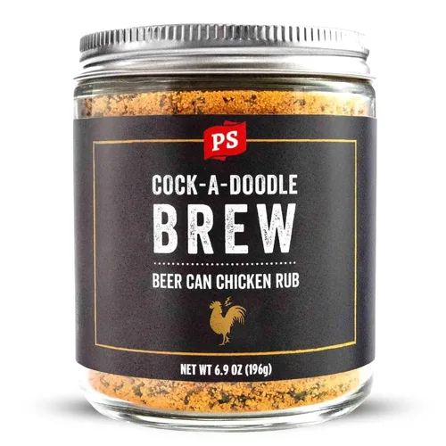 Vista 15 de PS Seasoning Cock-A-Doodle Brew - Condimento y Rub para Pollo en Lata de Cerveza para Ahumado y Asado - Mezcla seca de Ajo, Paprika, Ale de Miel