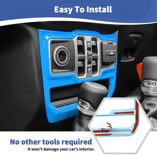 Vista 5 de RT-TCZ Cubierta de panel de interruptor de ventana para Jeep JL JLU Gladiator JT 2018-2024 Baby Blue Accesorios interiores
