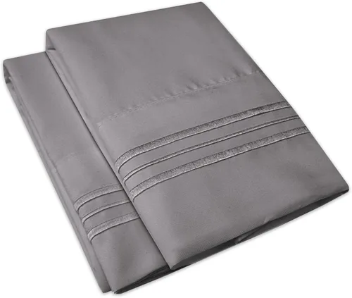 Vista 2 de 1500 Supreme Collection - Juego de 4 fundas de almohada para cama, bordadas de lujo, suaves y resistentes a las arrugas, transpirables, fundas