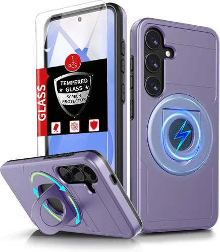 Vista 64 de Funda para Samsung Galaxy S21 FE con 2 protectores de pantalla de vidrio templado, funda con función atril para Samsung Galaxy S21FE con cubierta