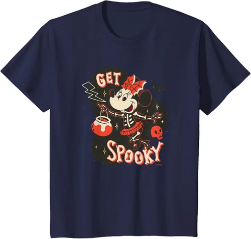Vista 80 de Disney Disfraz de esqueleto de Minnie Mouse para Halloween, camiseta espeluznante Negro