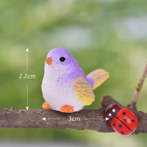 Vista 8 de Figuras decorativas de pájaros en miniatura, 12 piezas, mini figuras de casa de muñecas de pájaros, accesorios de decoración de jardín de hadas