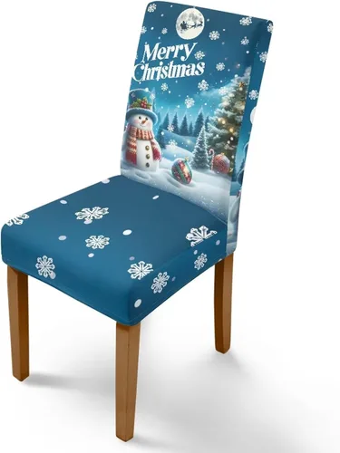 Vista 12 de Rnyleeg Fundas navideñas para sillas de comedor, fundas de asiento de comedor con estampado de campanas brillantes, juego de 1 funda suave y lavable