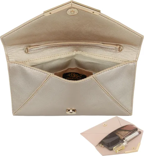 Vista 6 de Dexmay - Bolso de mano tipo sobre para mujer, tamaño mediano, de piel saffiano, plegable