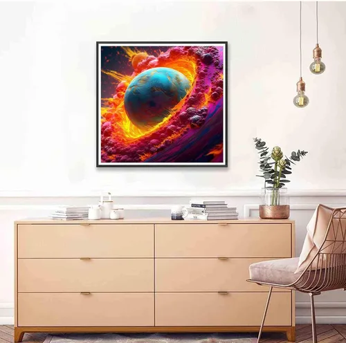 Vista 3 de Kaliosy Kits de arte de diamantes 5D para adultos, coloridas bolas de estrellas por números, pintura de diamantes, planeta, bricolaje, taladro