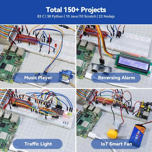 Vista 6 de SunFounder Da Vinci Kit de inicio para Raspberry Pi 5 4B 3B B+ 400, Zero 2 W, Python C Java Scratch Node.js, tutoriales en línea y cursos en video