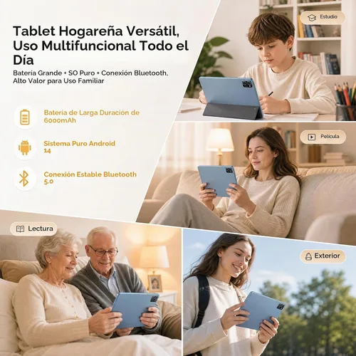 Vista 9 de DigiLand Tablet de 10.1 pulgadas, tableta Android 14 con 10 GB de RAM 64 GB ROM, 256 GB expandible, procesador Octa-Core, pantalla táctil IPS