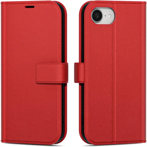 Vista 103 de oakxco Funda tipo cartera para iPhone SE 2022/2020/8/7 con soporte para tarjeta de crédito, funda magnética RFID delgada tipo libro con tapa