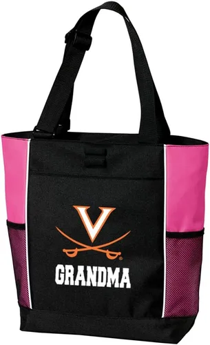 Vista 5 de Broad Bay Official UVA Tote Bag - Zippered Travel Carryall University of Virginia Cavaliers Logo, 600D Canvas, Front Pocket, Side Mesh Pockets