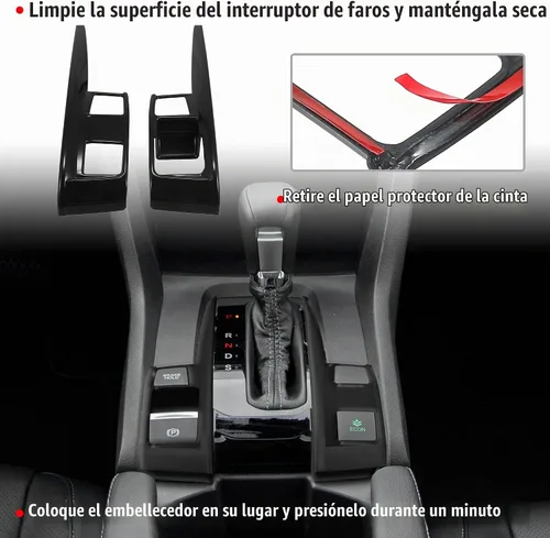 Vista 4 de X AUTOHAUX - Adhesivos para panel de cambios para Honda Civic 16-21 pares